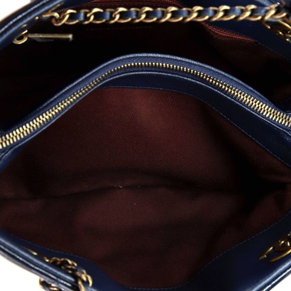 Chanel CC Eyelet Tote Quilted Patent Small Blue - Picture 5 of 7